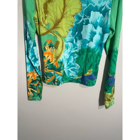 The Kit Green Jade Iris Floral Printed Turtleneck Bamboo Fabric - Picture 7 of 9